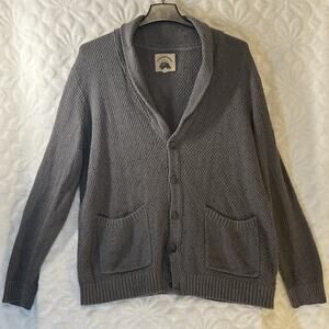 O’Hanlon Mills Men’s Grey Knit V Neck Cardigan Sweater Size XL